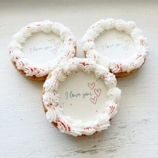 three pack of I love you cookies