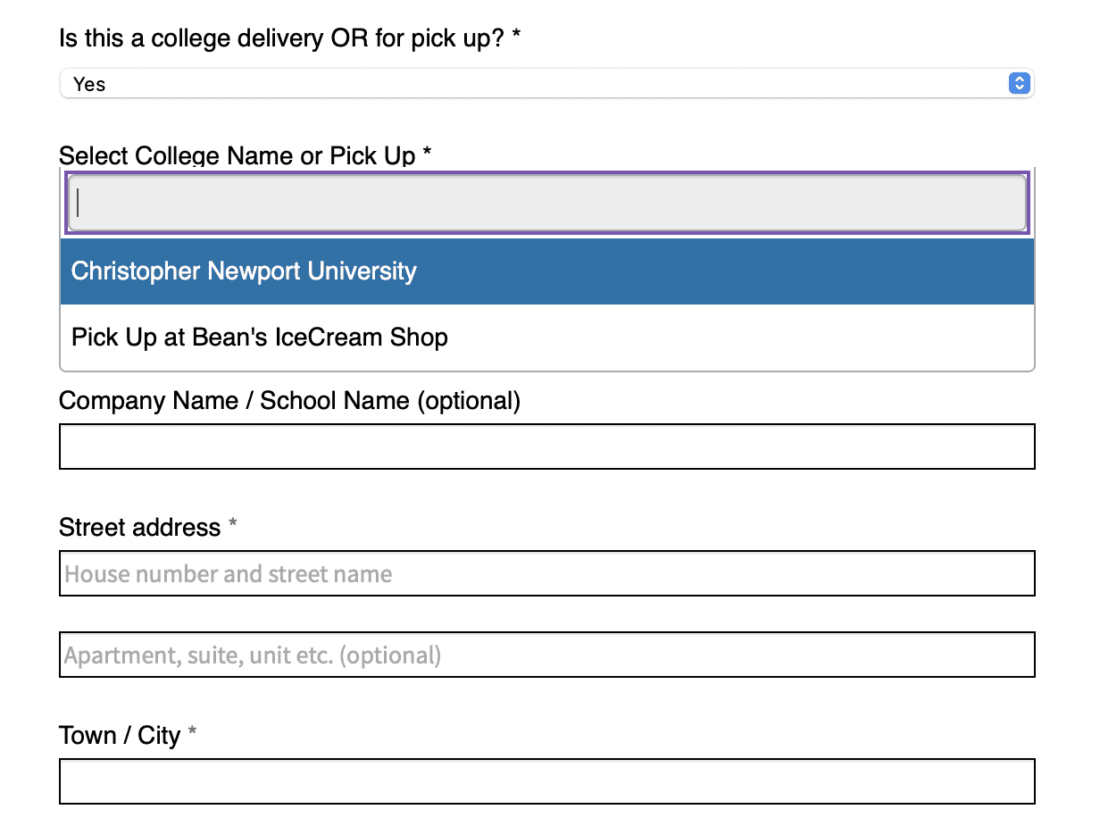 Photo displaying check out fields for CNU